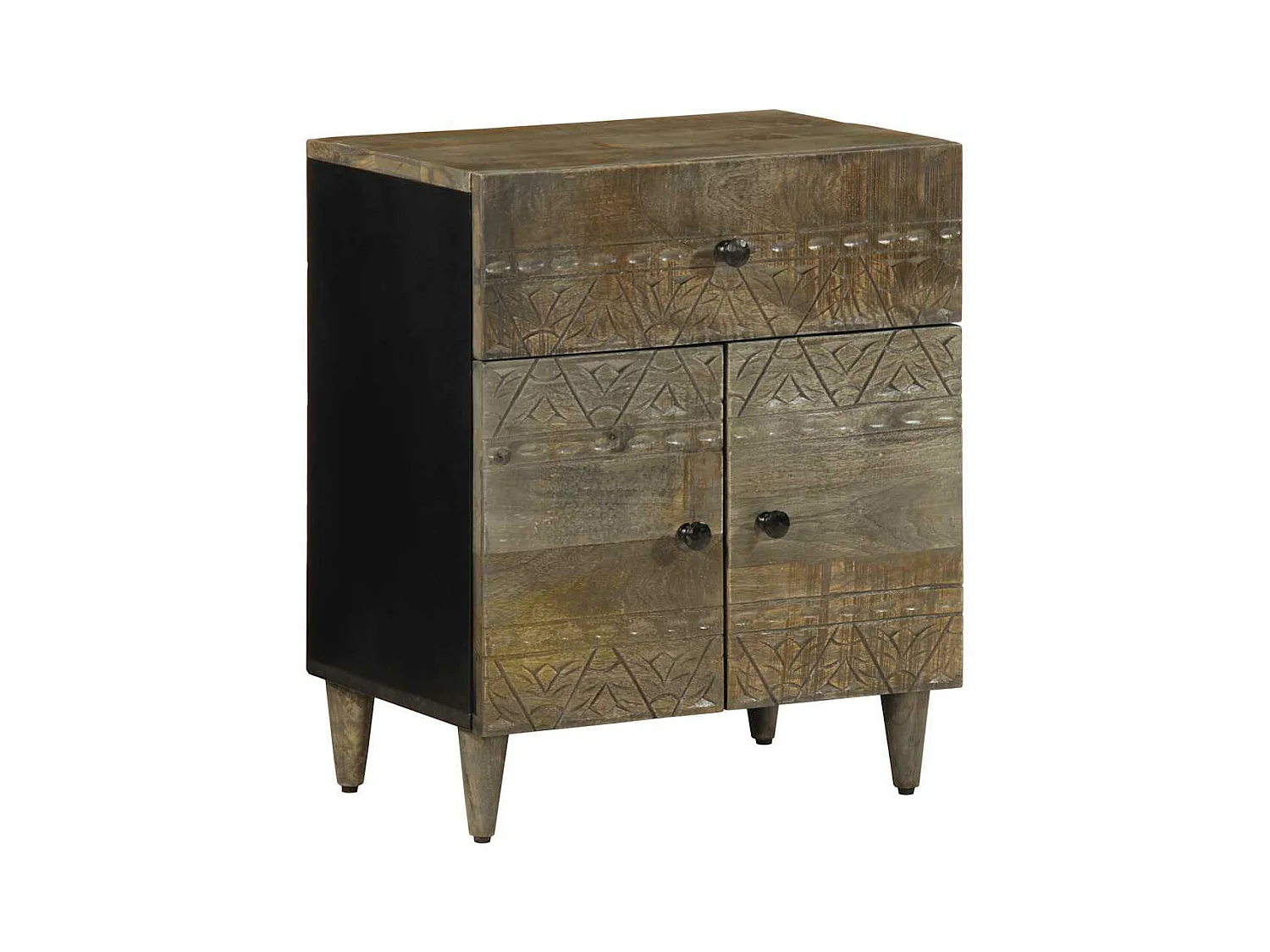 Table de chevet gris clair 50x33x60 cm bois de manguier massif