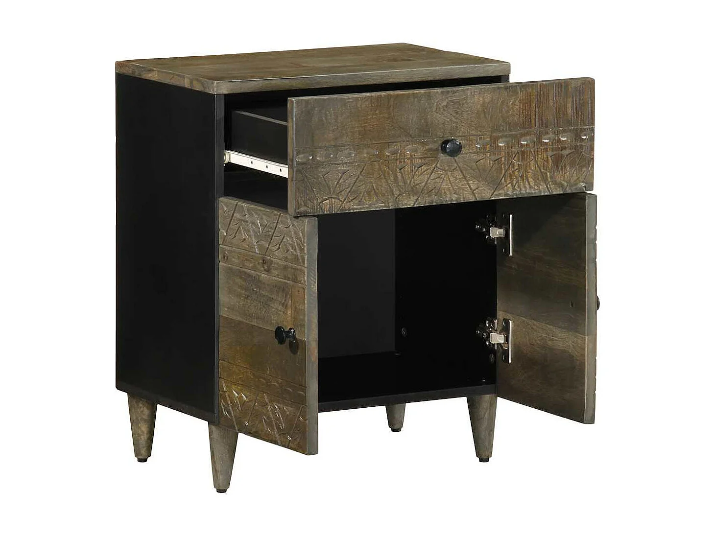 Mesa de cabeceira cinzento claro 50x33x60 cm