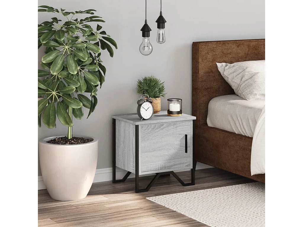 Table de chevet sonoma gris 40x30x40 cm bois d'ingénierie