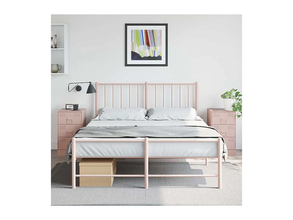 Tables de chevet 2 pièces rose 34,5x39x62 cm acier