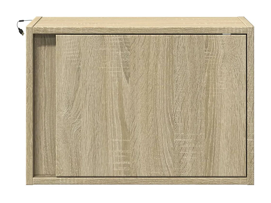 Tables de chevet murales avec lumières LED 2 pièces chêne sonoma