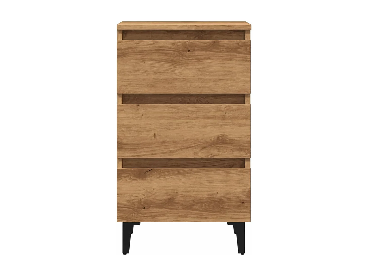 Table de chevet avec pieds en métal chêne artisanal 40x35x69 cm