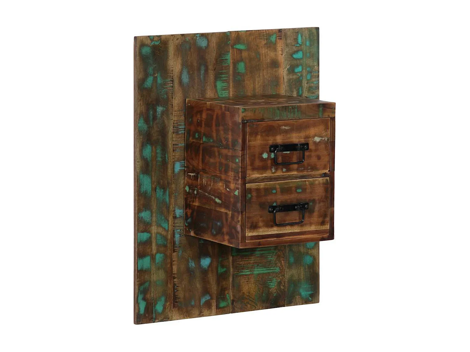 Table de chevet multicolore 60x32x80 cm bois de récupération