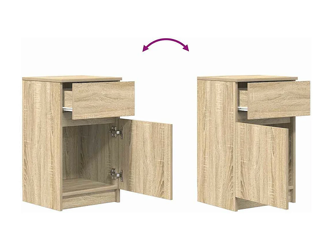 Tables de chevet 2 pièces chêne sonoma 39x35x65 cm bois ingénierie