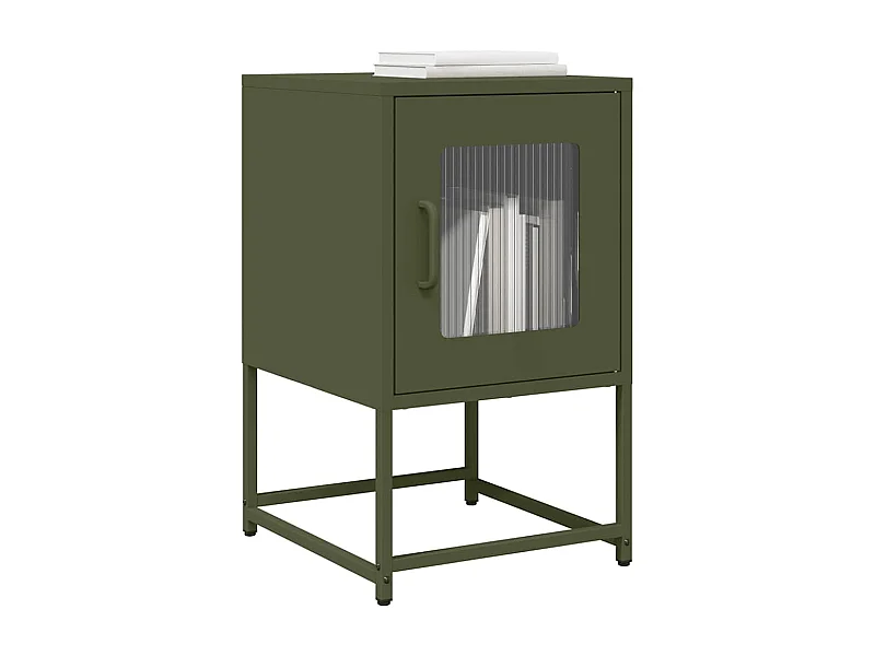 Table de chevet vert olive 36x39x60,5 cm acier laminé à froid