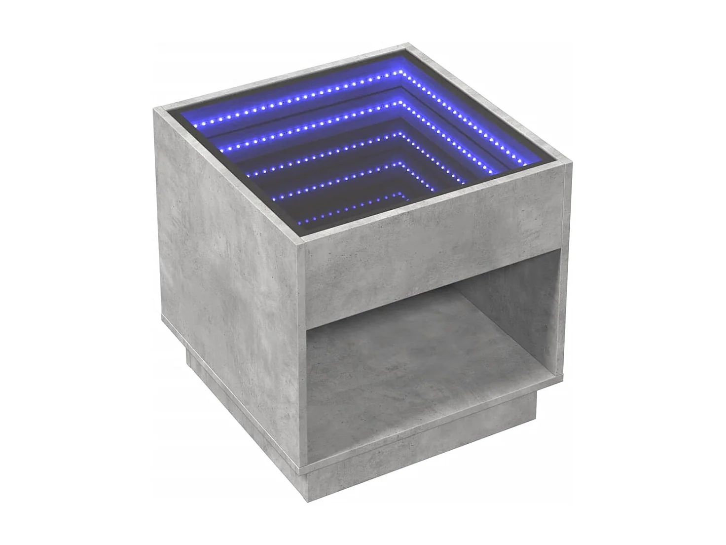 Table de chevet avec LED infini gris béton 50x50x50 cm