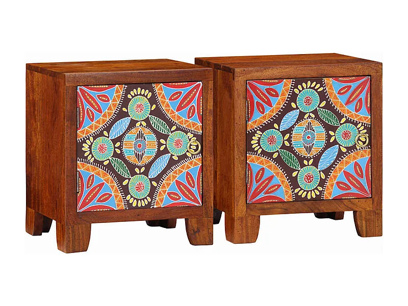 Mesita de noche 2 unidades 40x30x45 cm madera maciza de acacia