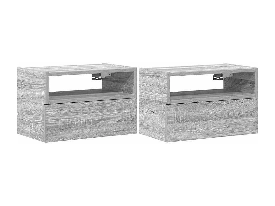 Tables de chevet murales 2 pièces sonoma gris 45x26x28,5 cm