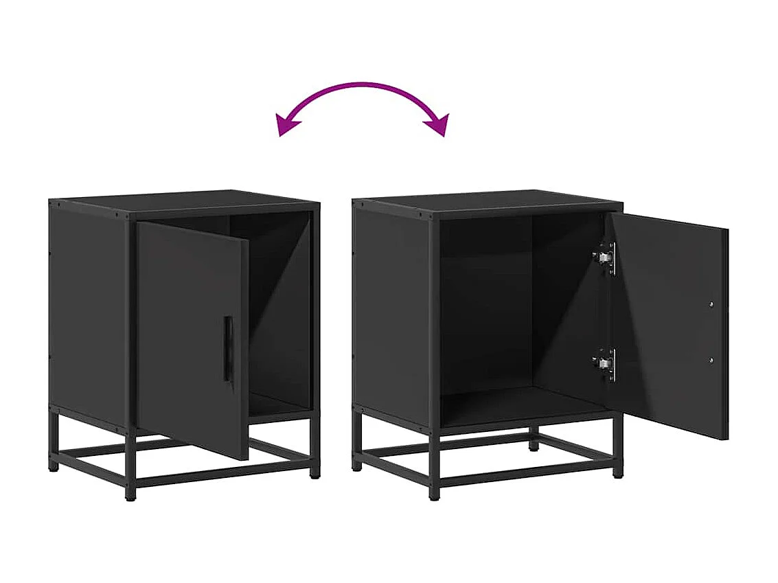 Mesa de cabeceira 40x31x50cm derivados de madeira preto e metal