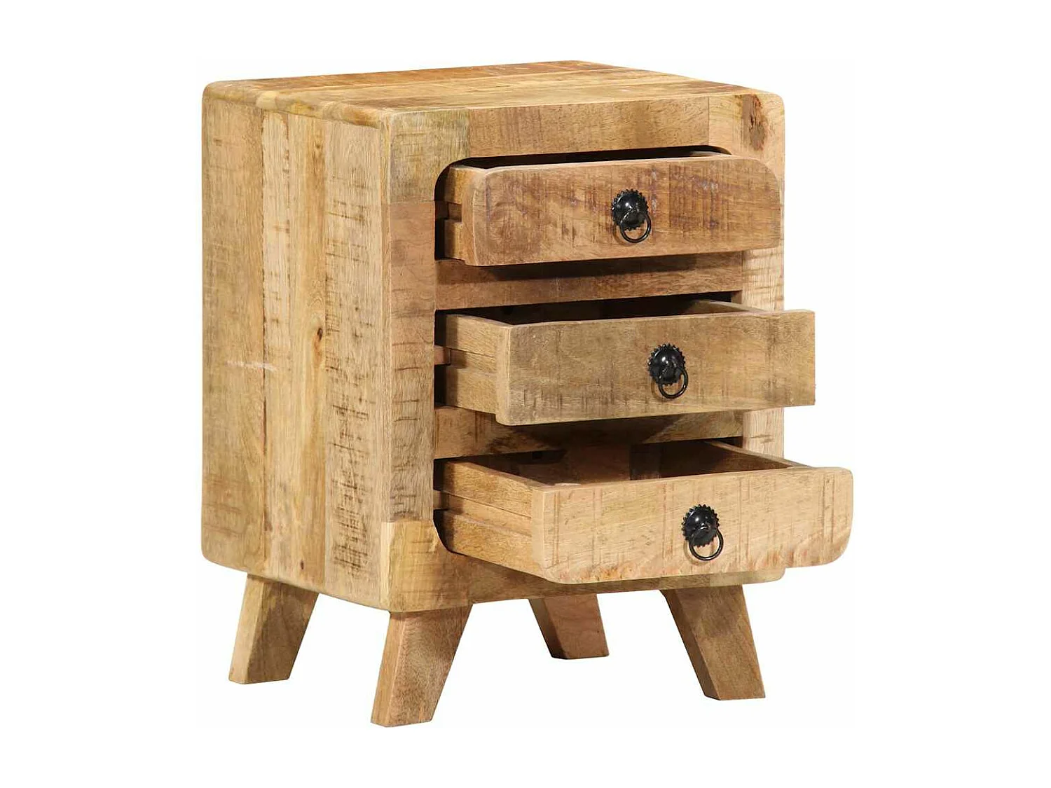 Table de chevet 2 pièces 37x32x50 cm bois massif de manguier brut