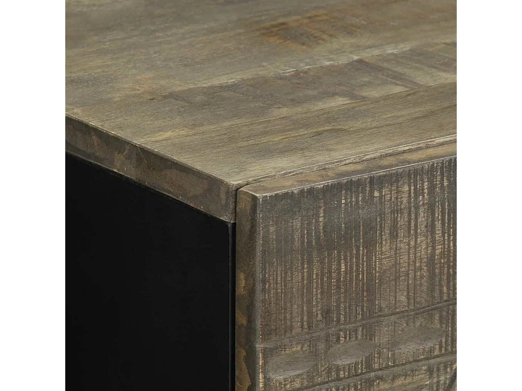 Mesita de noche madera maciza de mango gris claro 50x33x60 cm