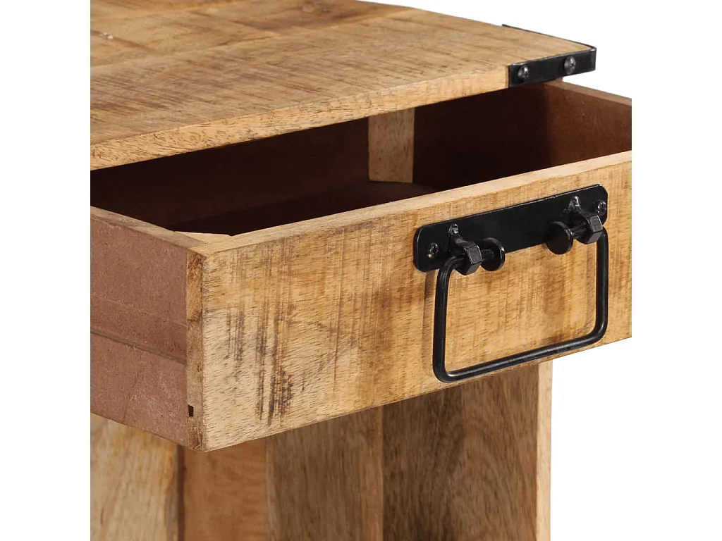 Mesita de noche madera maciza de mango 40x30x37 cm
