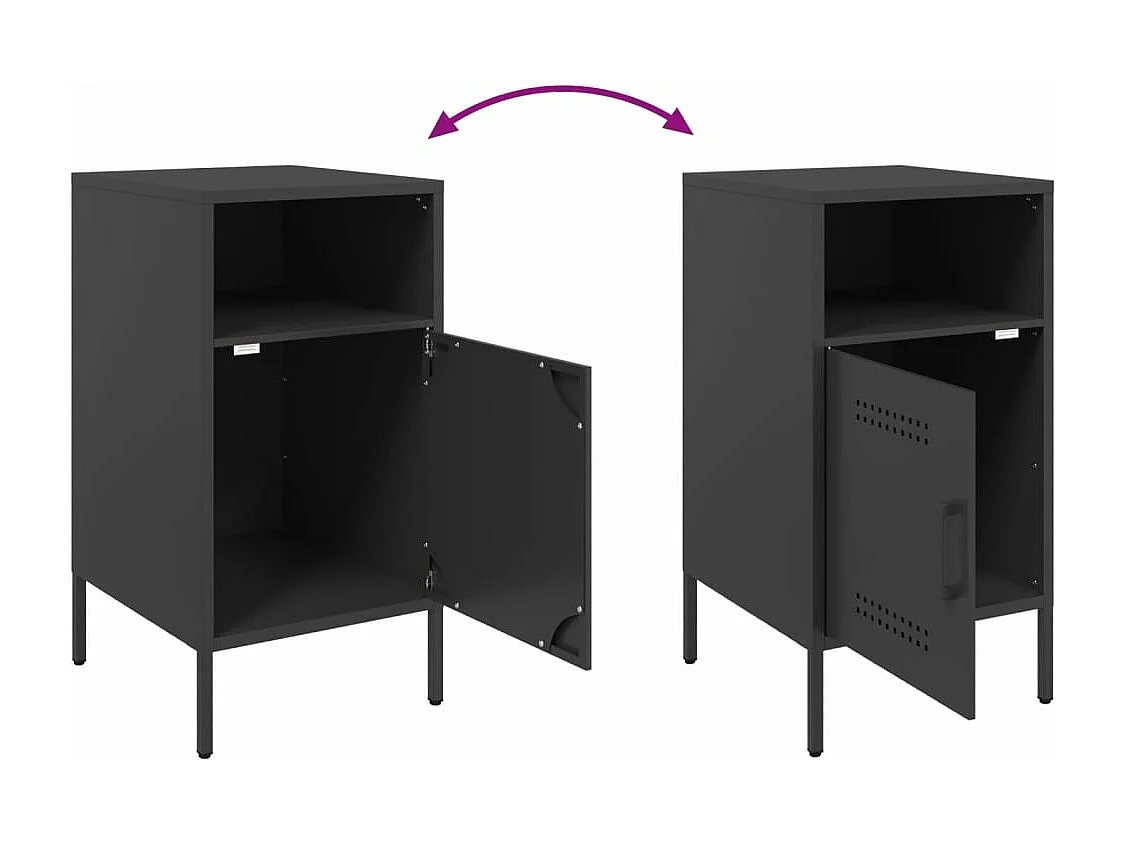 Tables de chevet 2 pièces noir 36x39x68 cm acier laminé à froid