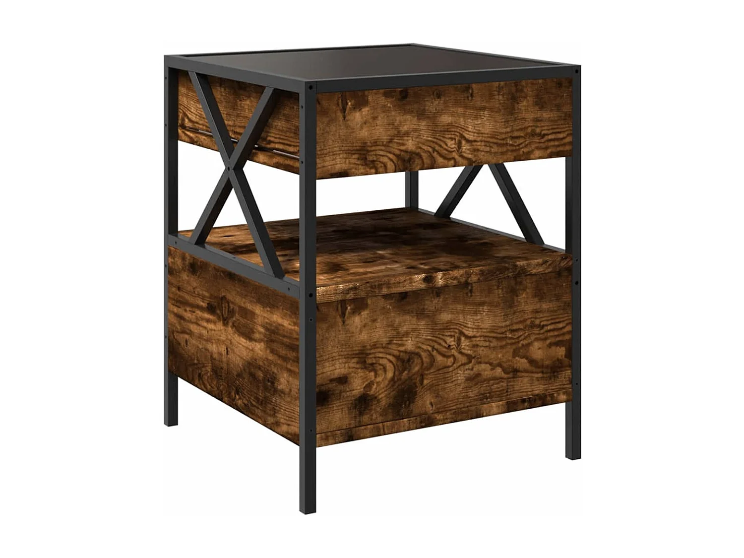 Table de chevet avec LED infini chêne fumé 40x40x51 cm