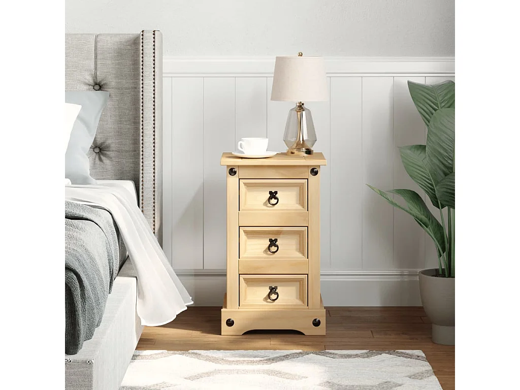 Table de chevet Corona 35x32,5x58 cm bois de pin massif