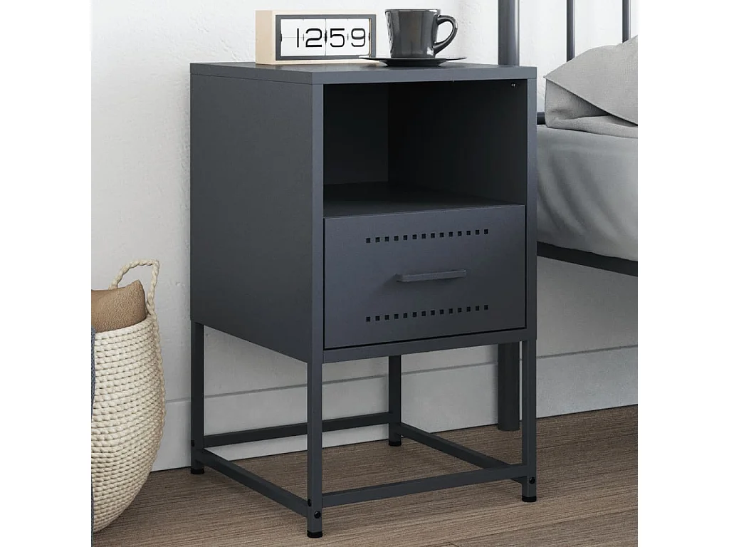 Table de chevet anthracite 36x39x60,5 cm acier