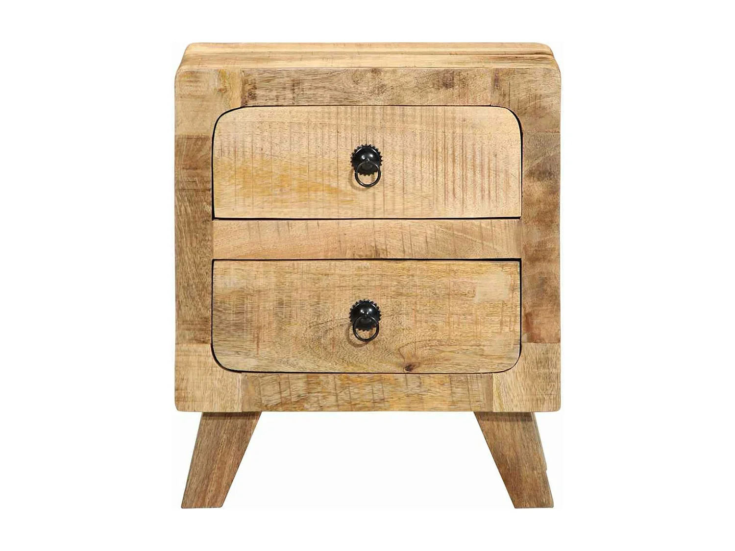 Table de chevet 2 pièces 40x32x46 cm bois massif de manguier brut