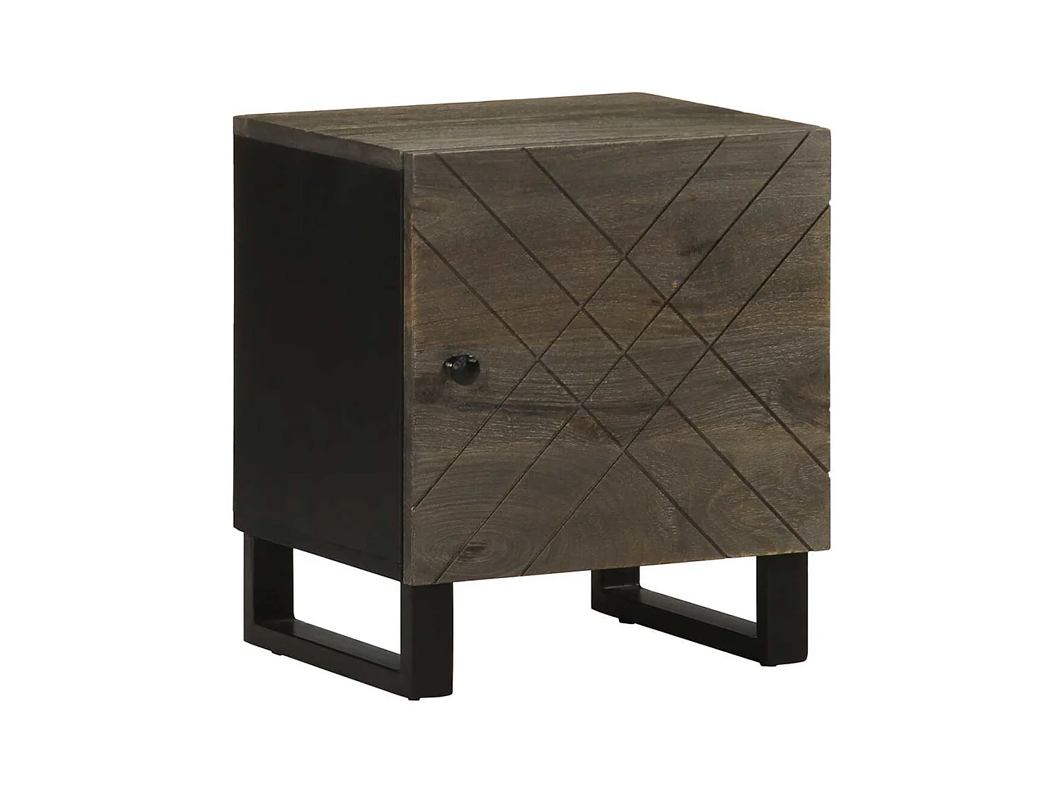 Table de chevet noir 40x33x46 cm bois de manguier solide
