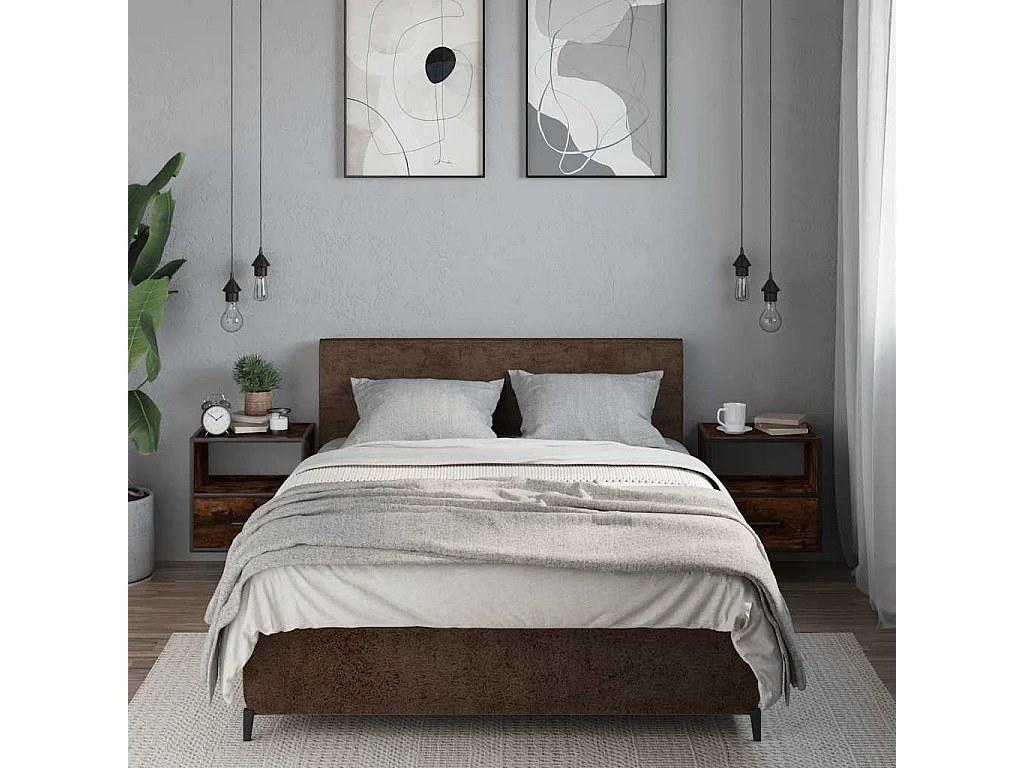 Nachtkastjes 2st wandgemonteerd 40x31x39,5cm gerookt eikenkleur