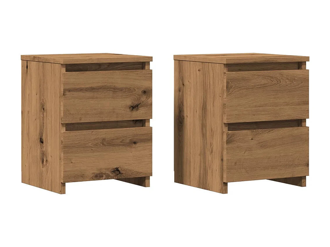 Nachtkastjes 2 st 30x30x40cm bewerkt hout artisanaal eikenkleur