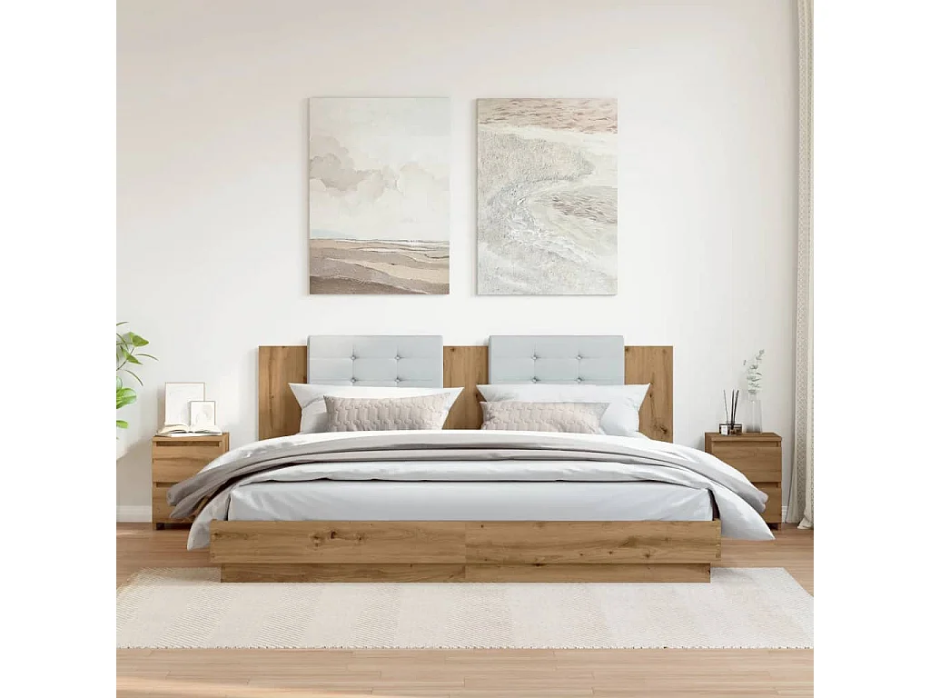 Nachtkastjes 2 st 30x30x40cm bewerkt hout artisanaal eikenkleur