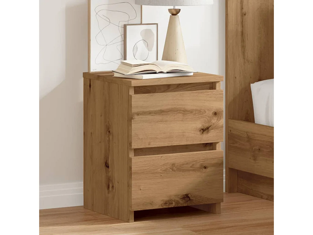 Nachtkastjes 2 st 30x30x40cm bewerkt hout artisanaal eikenkleur
