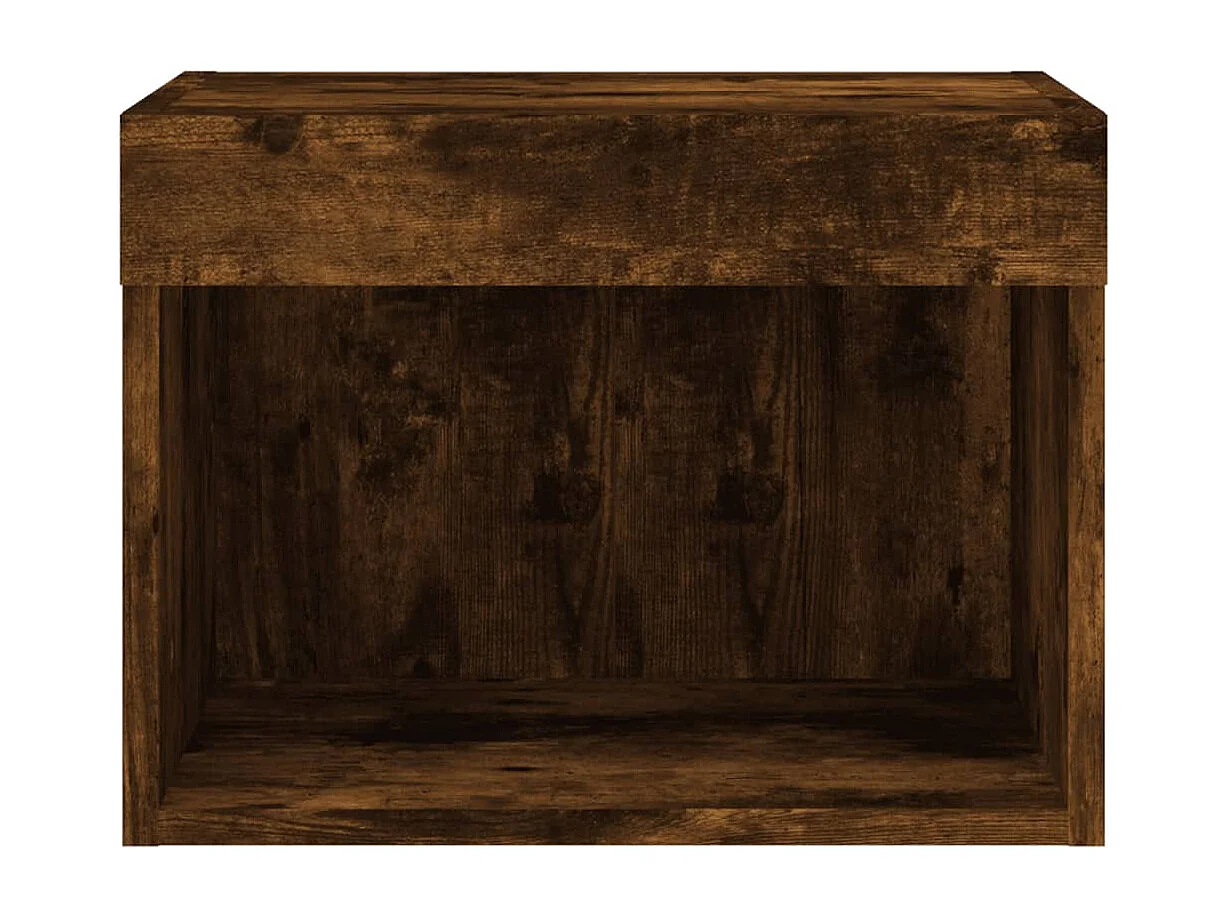 Tables de chevet murales avec lumières LED 2 pièces chêne fumé