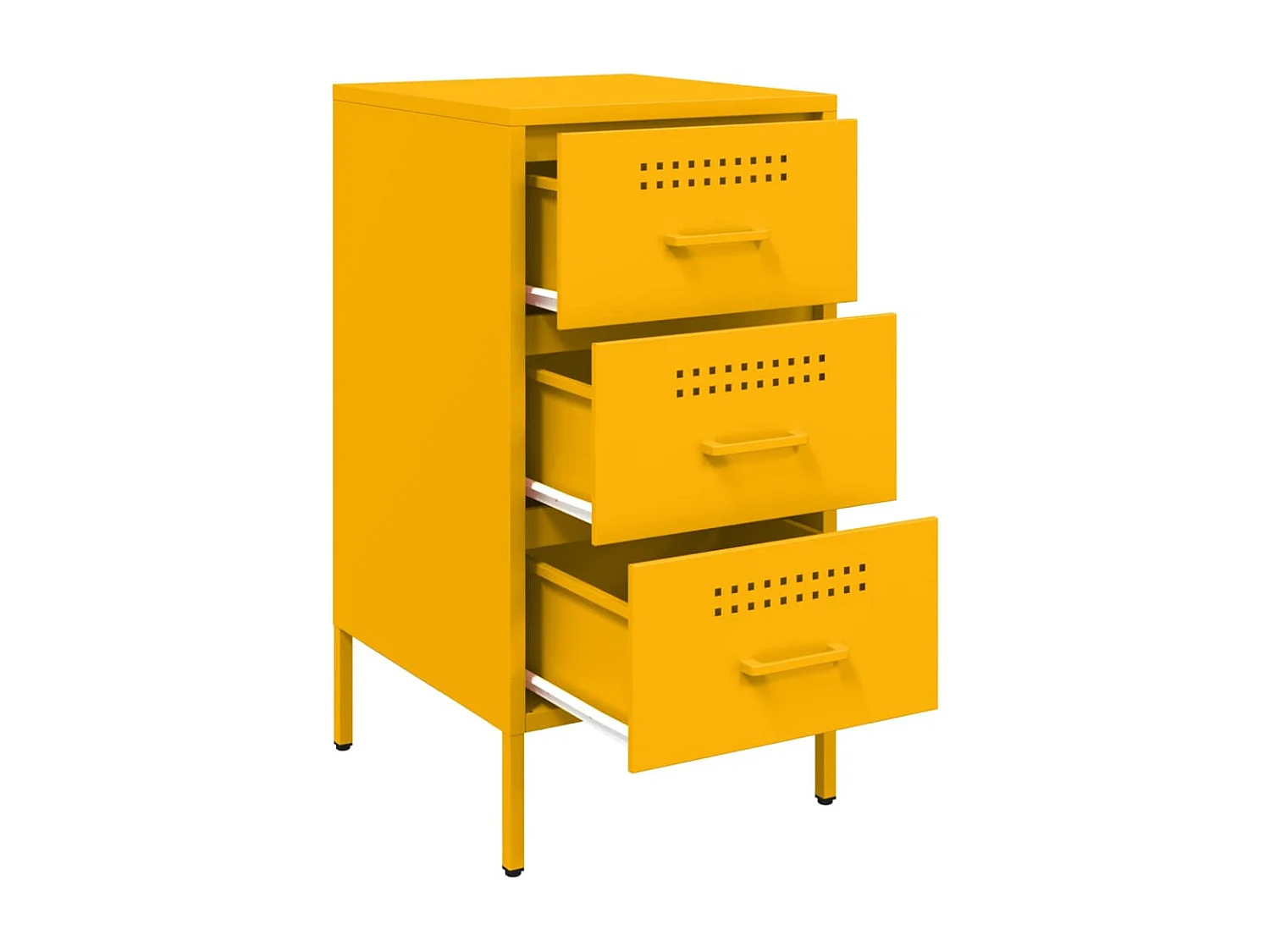 Table de chevet jaune moutarde 36x39x68 cm acier laminé à froid