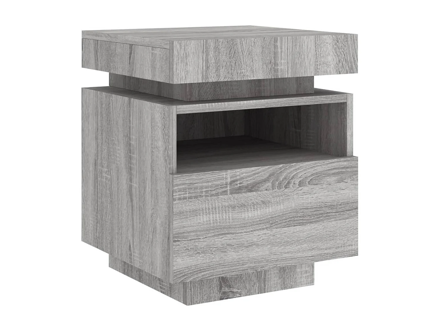 Nachtkastje met LED-verlichting 40x39x48,5 cm grijs sonoma