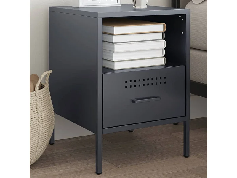 Table de chevet anthracite 36x39x50,5 cm acier laminé à froid