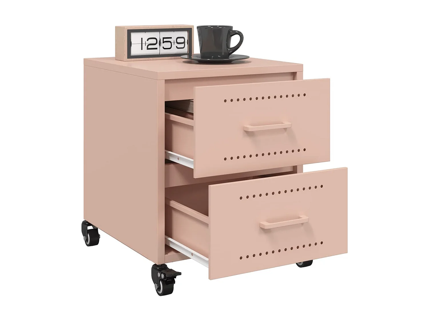 Table de chevet rose 36x39x43,5 cm acier