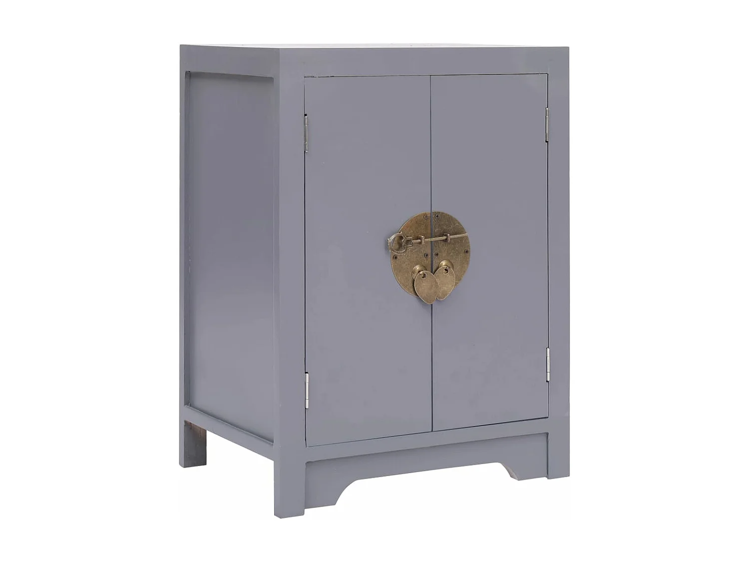 Mesita de noche madera de Paulownia gris 38x28x52 cm