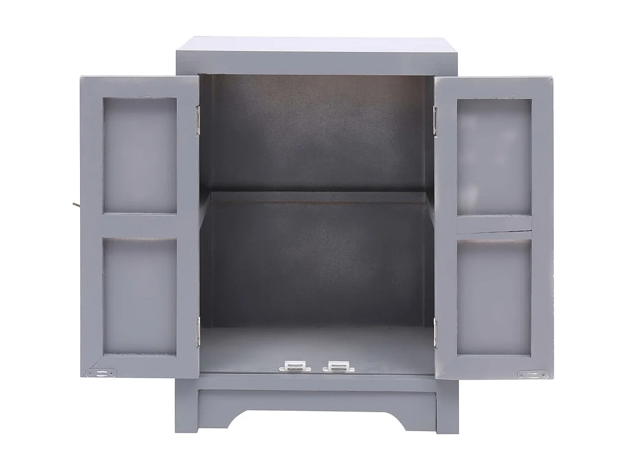 Mesita de noche madera de Paulownia gris 38x28x52 cm