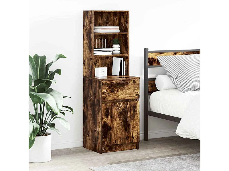 Table de chevet chêne fumé 39x35x125 cm bois d'ingénierie