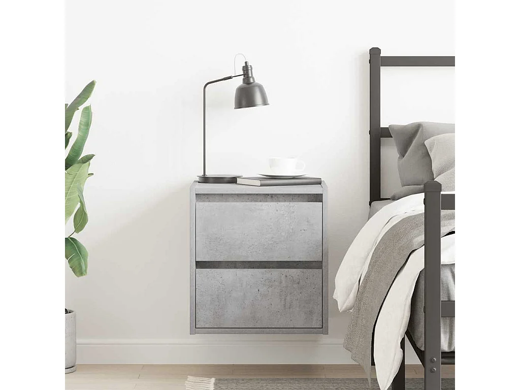 Table de chevet murale gris béton 38x34x40 cm