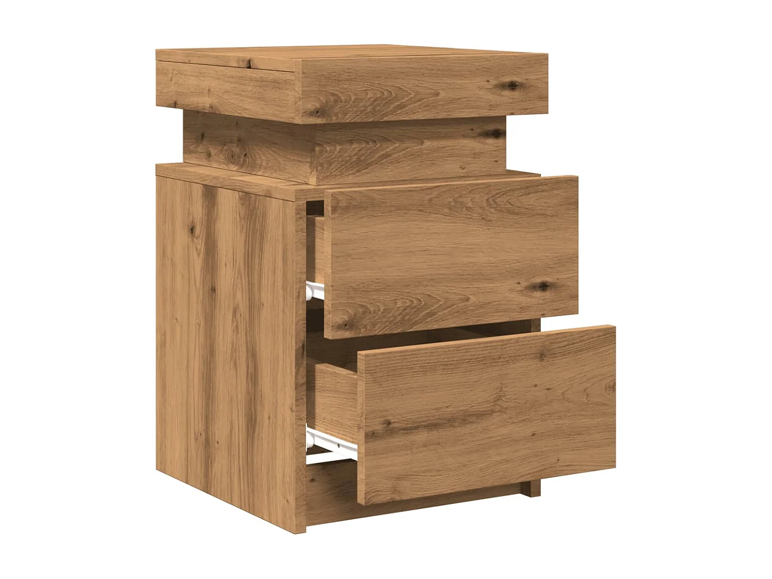 Nachtkastje met LED 35x39x55 cm bewerkt hout artisanaal eiken