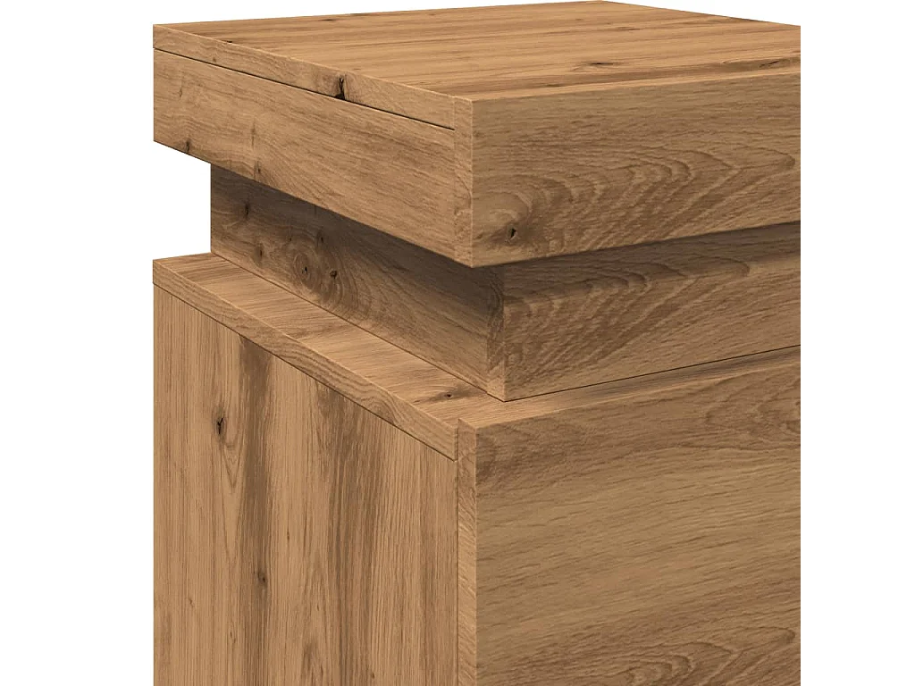 Table de chevet avec LED chêne artisanal bois d'ingénierie