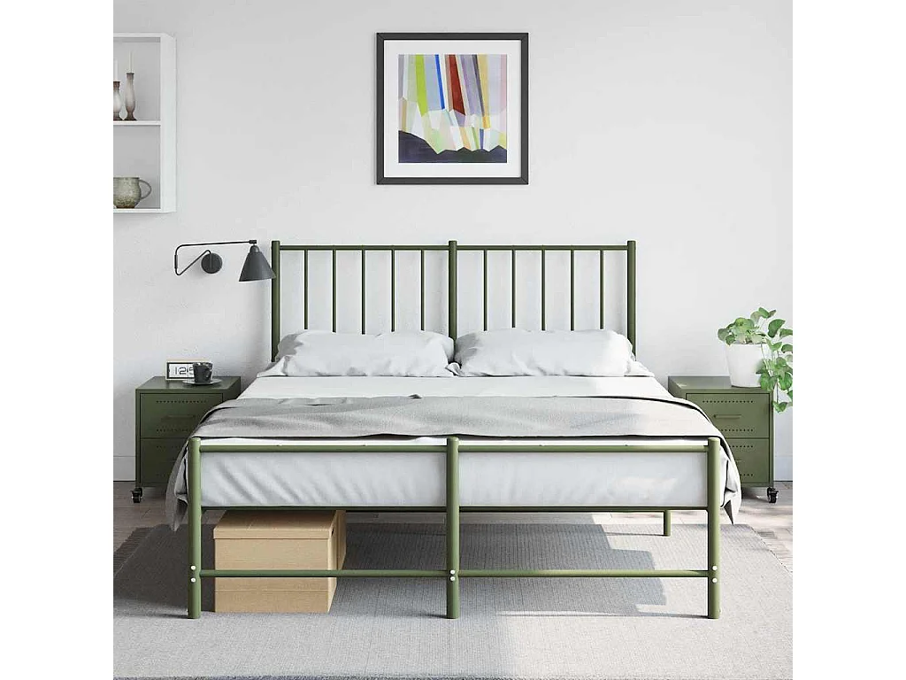 Tables de chevet 2 pièces vert olive 36x39x43,5 cm acier