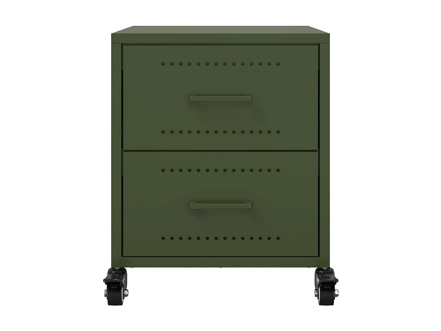 Tables de chevet 2 pièces vert olive 36x39x43,5 cm acier