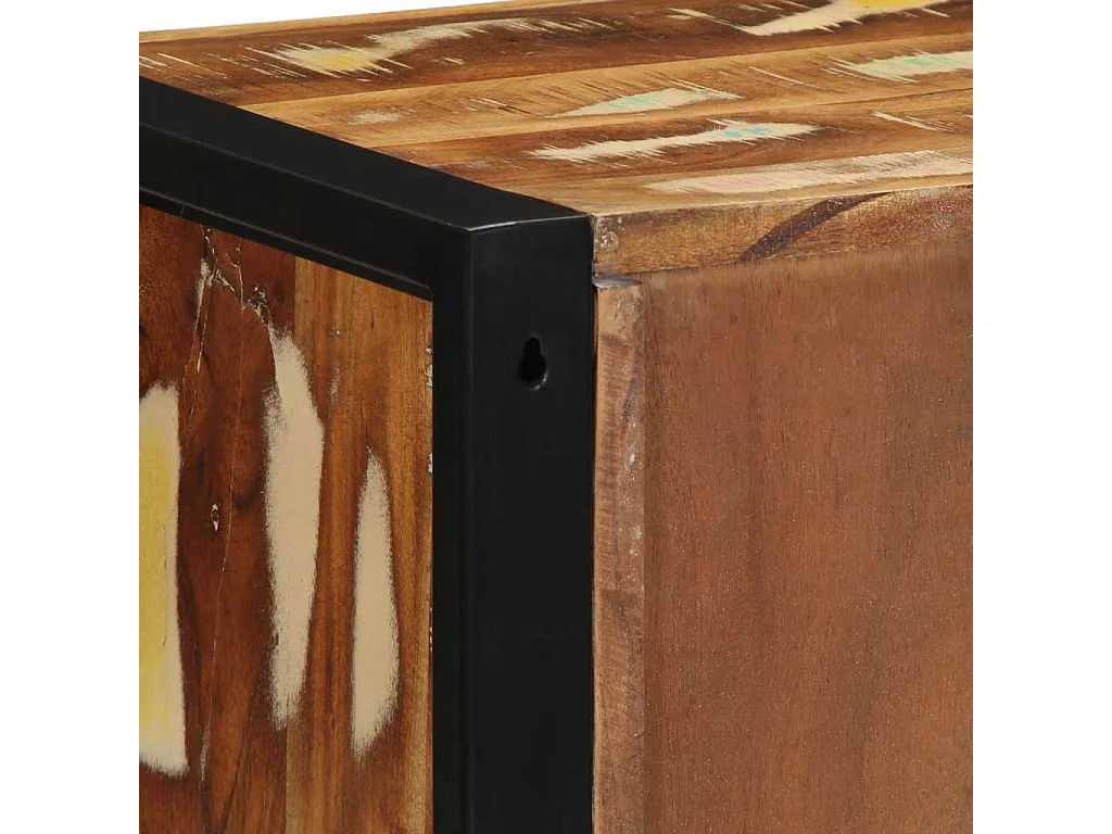 Mesilla de noche multicolor 40x35x40 cm madera maciza reciclada