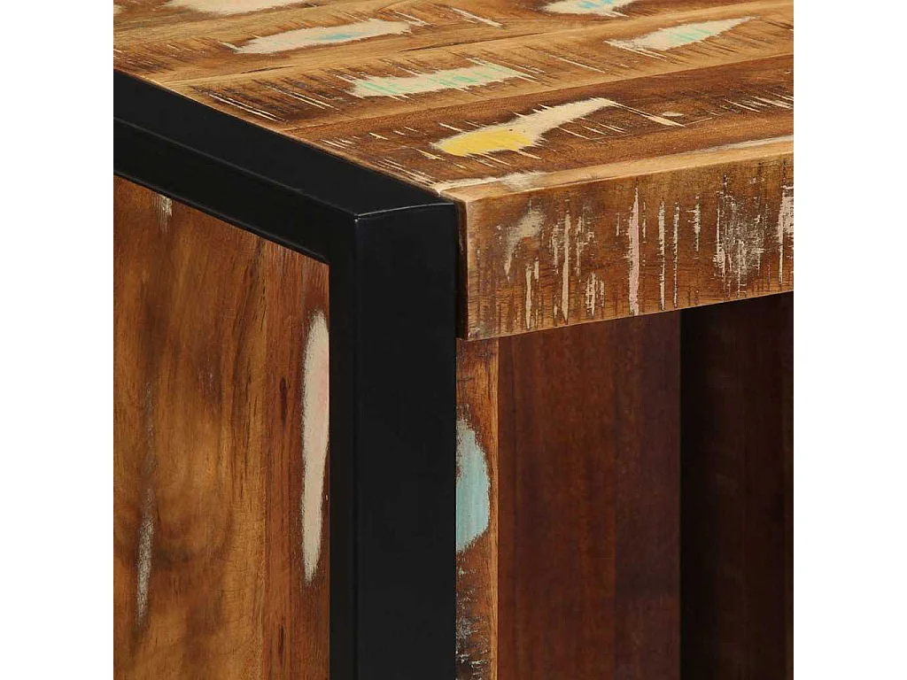 Mesilla de noche multicolor 40x35x40 cm madera maciza reciclada