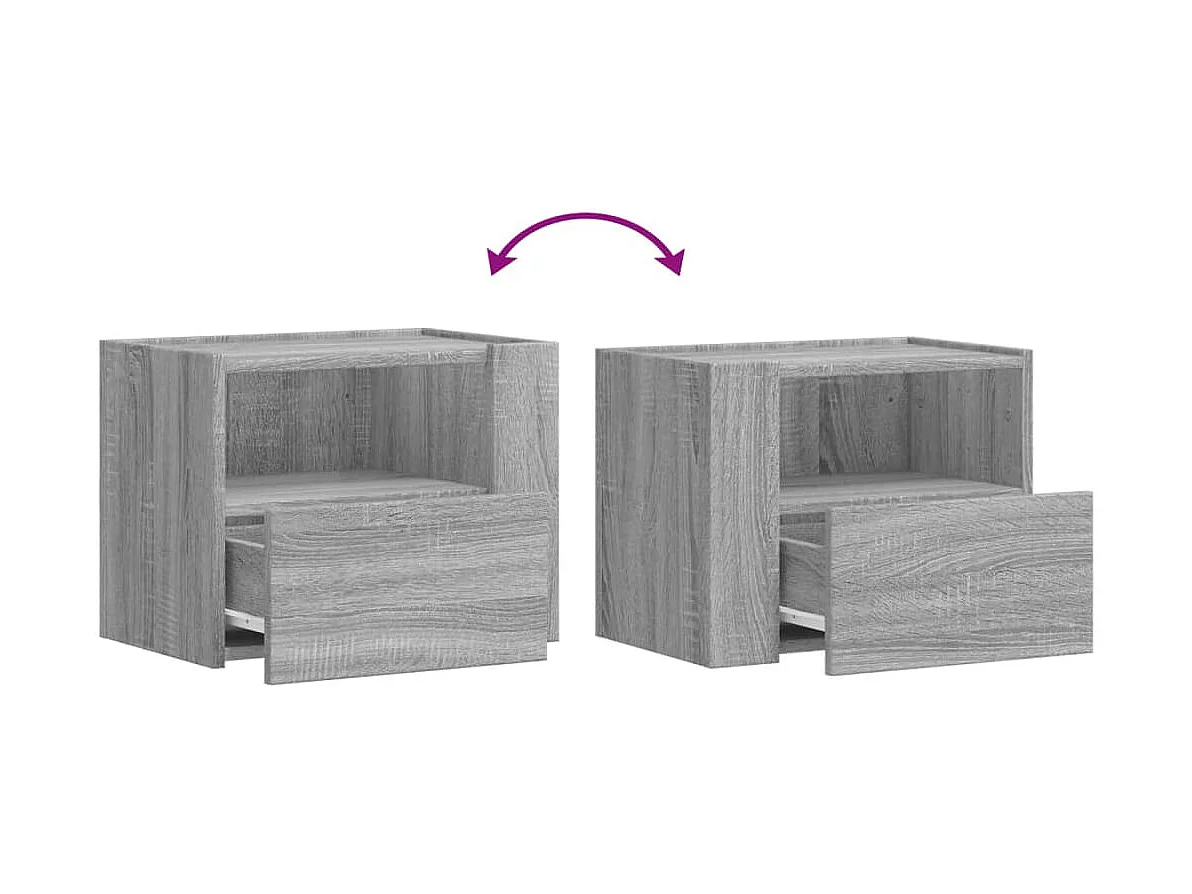 Tables de chevet murales 2 pièces sonoma gris 45x30x35 cm