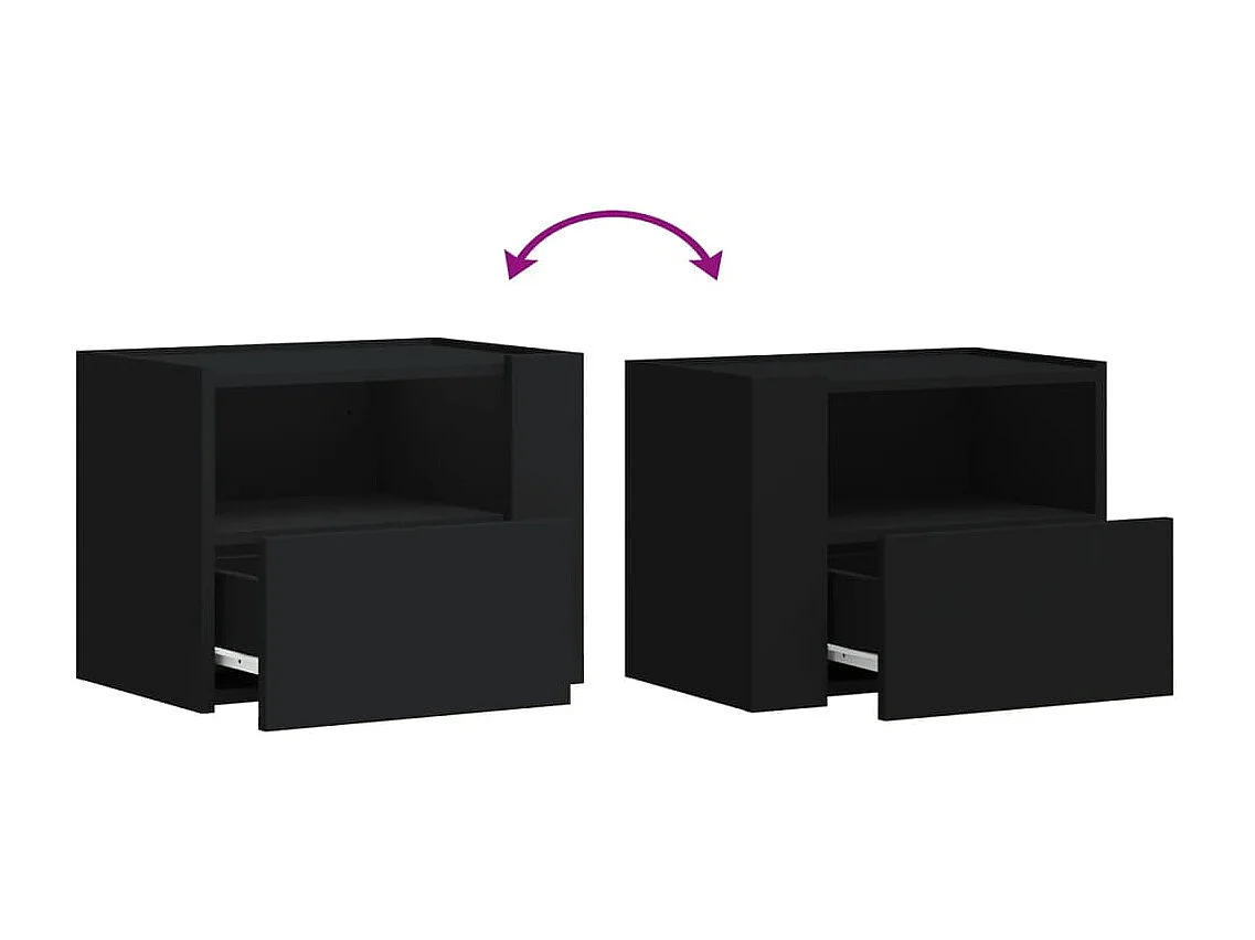 Mesa de cabeceira de parede 45x30x35 cm preto