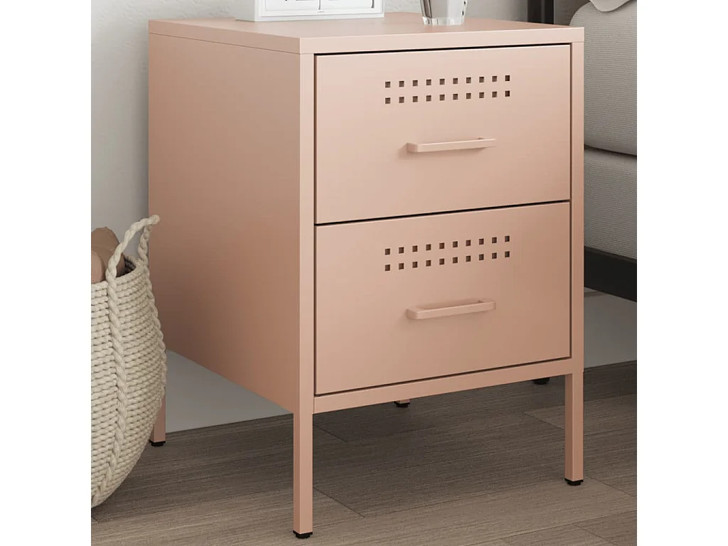 Table de chevet rose 36x39x50,5 cm acier