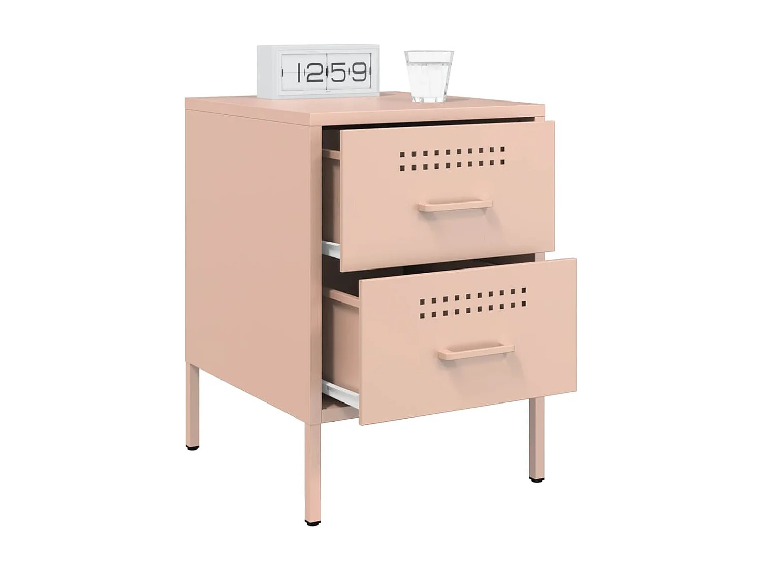 Table de chevet rose 36x39x50,5 cm acier