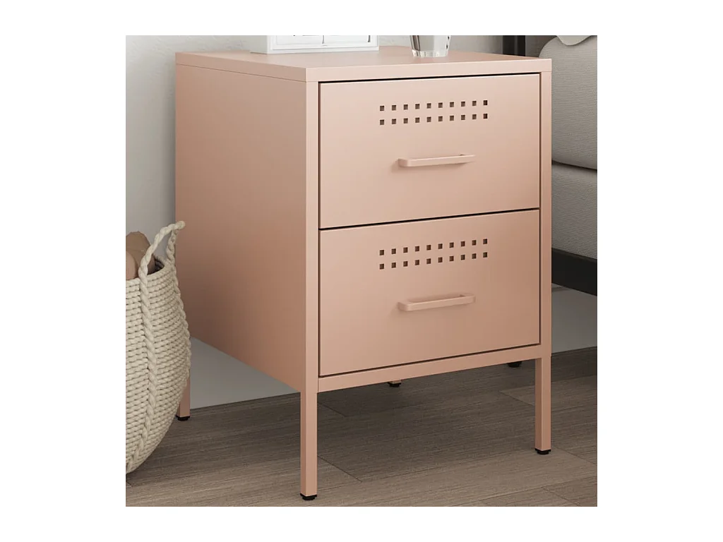 Table de chevet rose 36x39x50,5 cm acier
