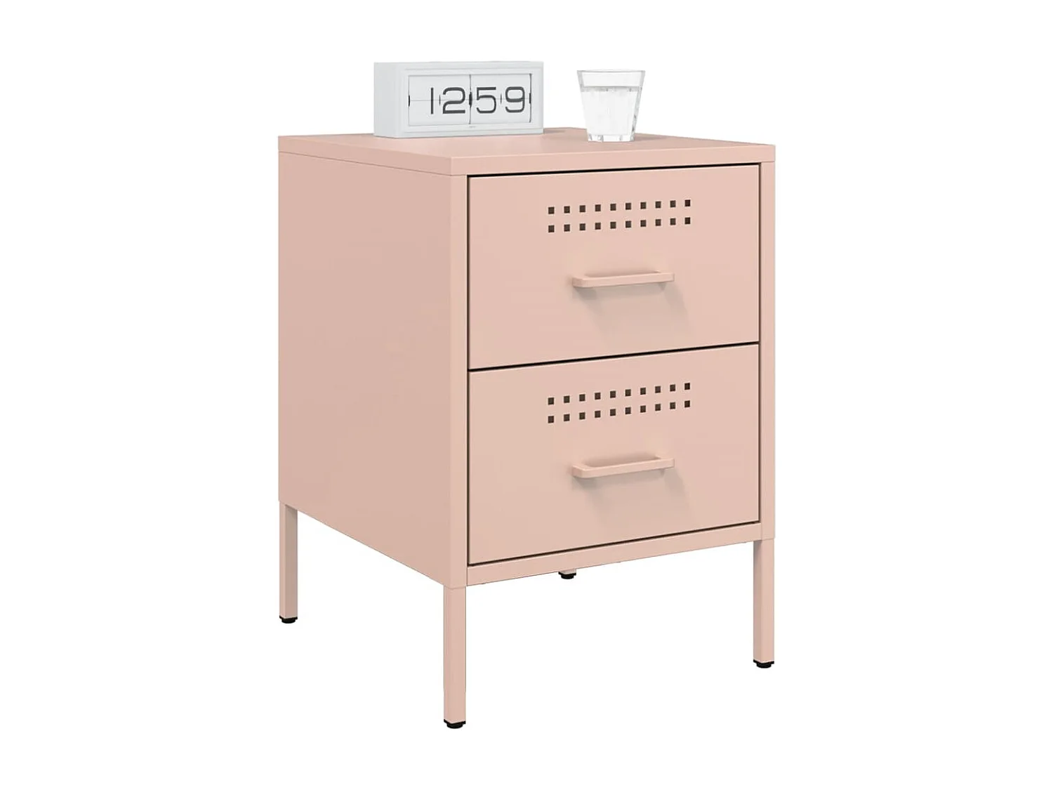 Table de chevet rose 36x39x50,5 cm acier