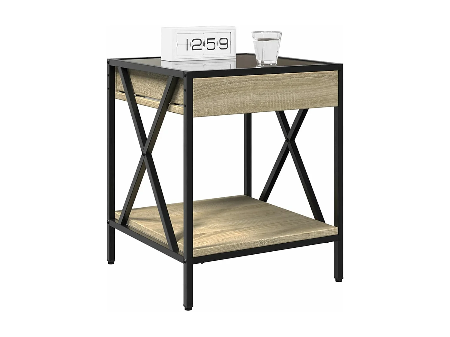 Table de chevet avec LED infini chêne sonoma 40x40x49 cm