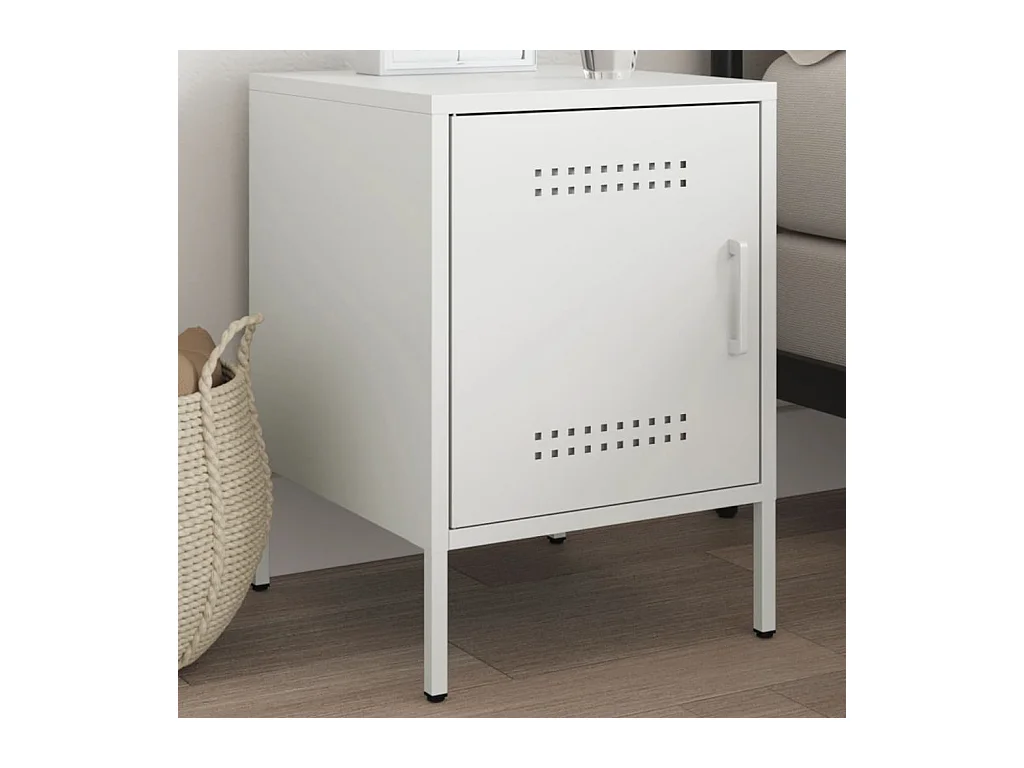 Table de chevet blanc 36x39x50,5 cm acier