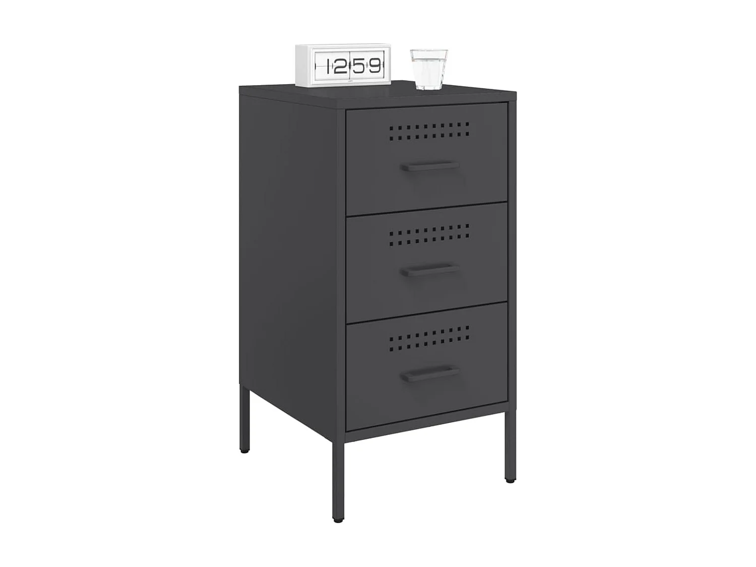 Table de chevet noir 36x39x68 cm acier laminé à froid